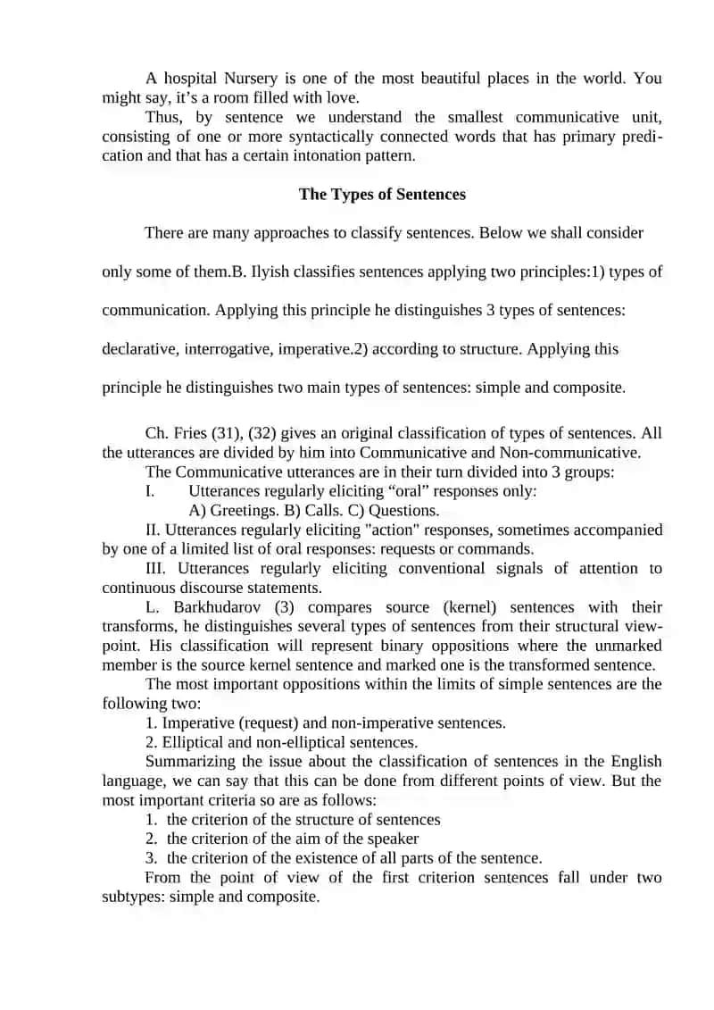 Lecture 13: SENTENCES AND THEIR TYPES. THE CLASSIFICATION OF SENTENCES FROM THE STRUCTURAL POINT OF VIEW. SIMPLE SENTENCES 3