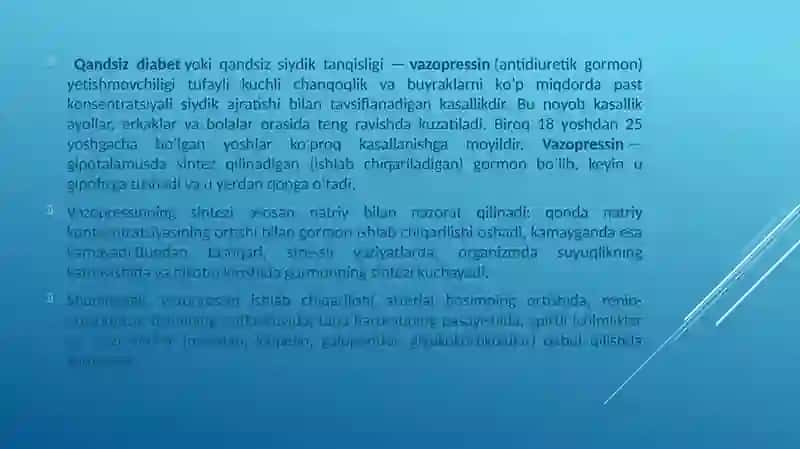 Qandsiz Diabet va Davolovchi Dorilar 3