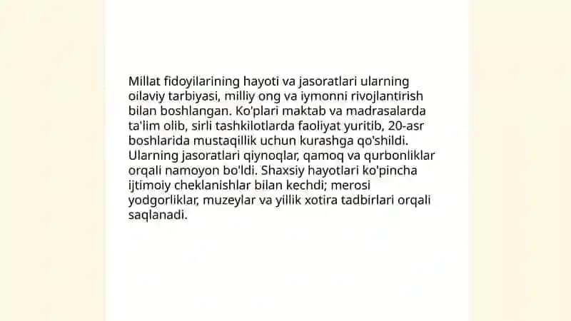 Millat fidoyilari. Xotira va qadrlash 3