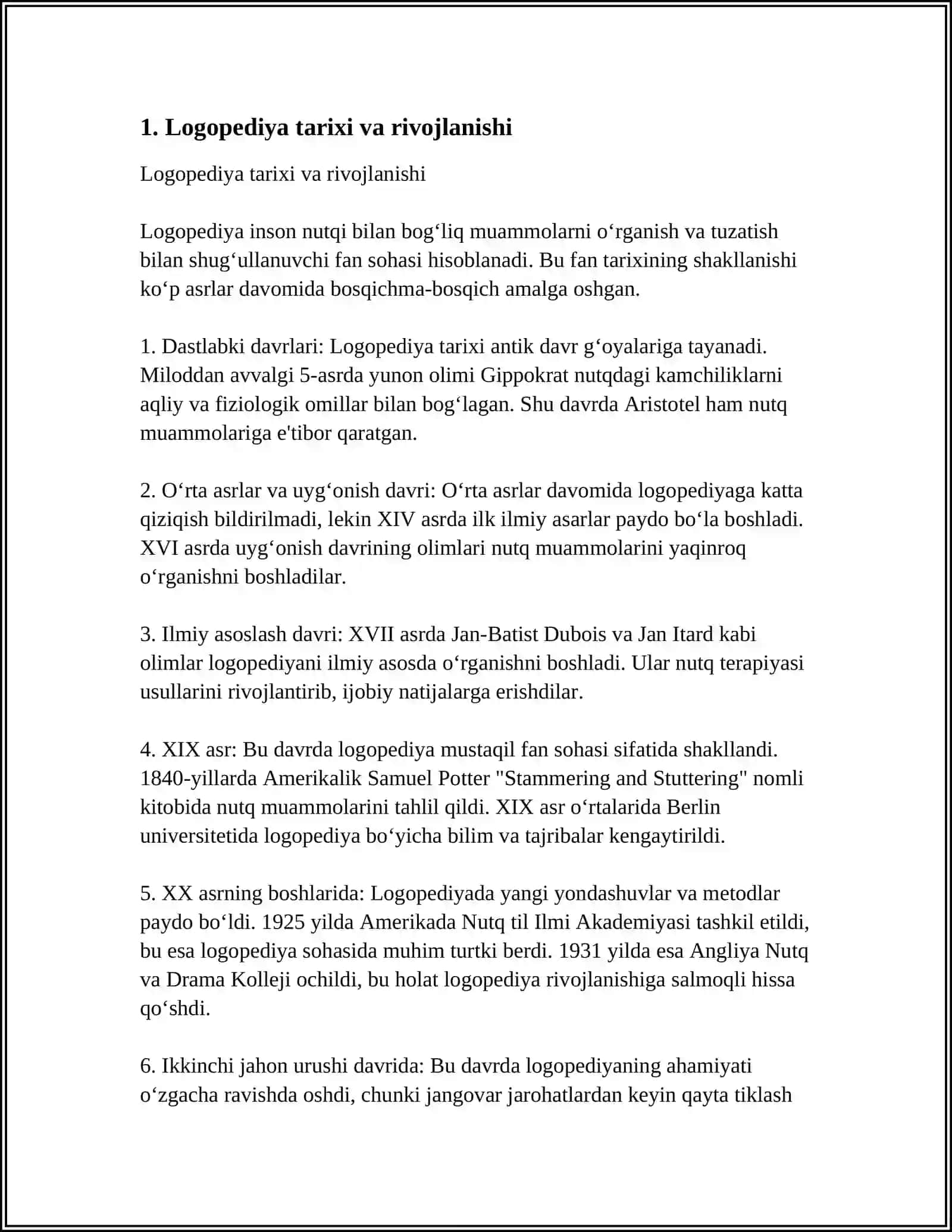 LOGOPEDIYAGA OID MILLIY VA XORIJIY ILMIY TADQIQOTLAR 3