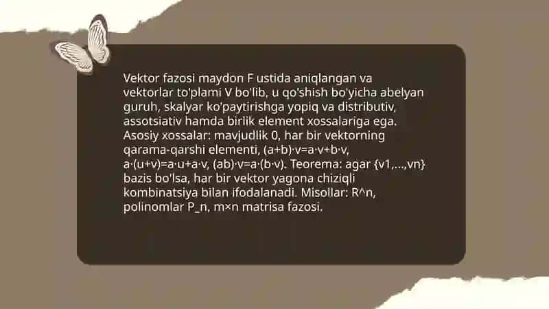 Vektor fazosi tushunchasi va uning asosiy tushunchalari 3