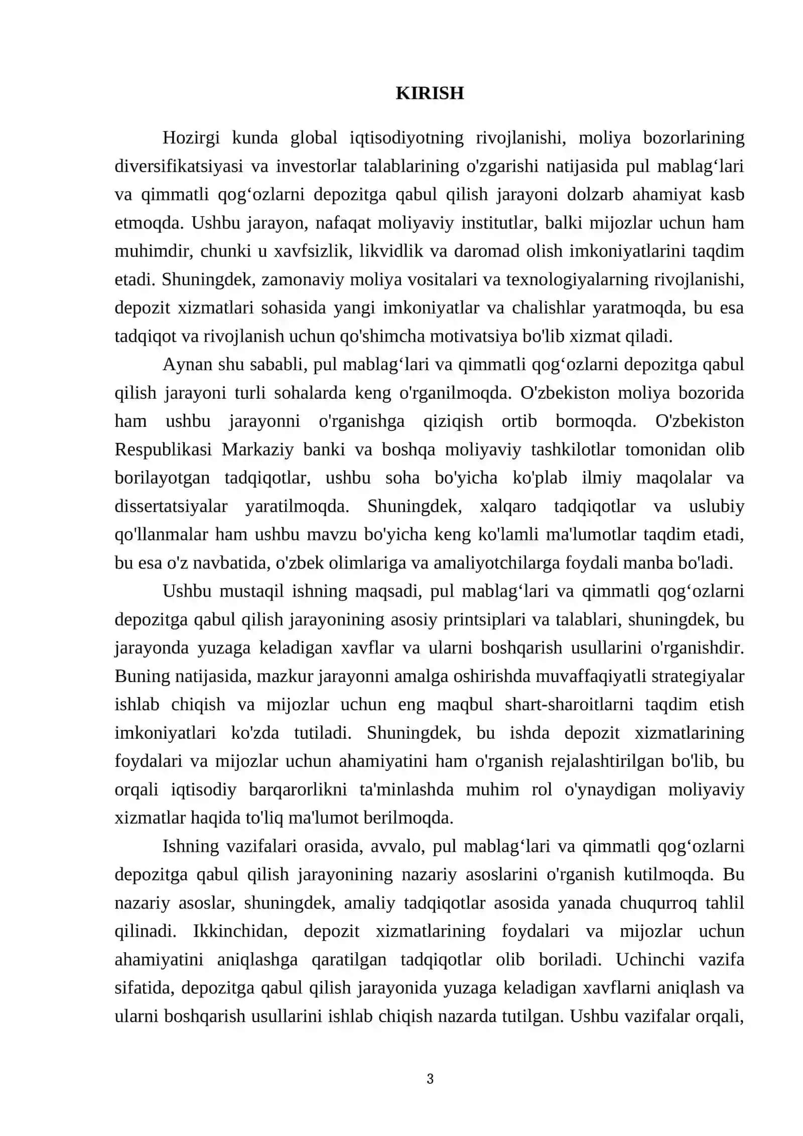 Pul mablagʻlari va qimmatli qogʻozlarni depozitga qabul qilish 3
