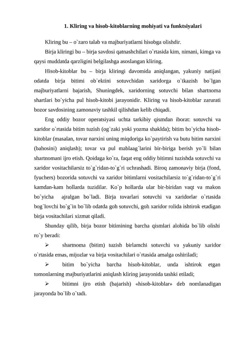 Birjaning mohiyati va vazifalari va ularning turlari 3