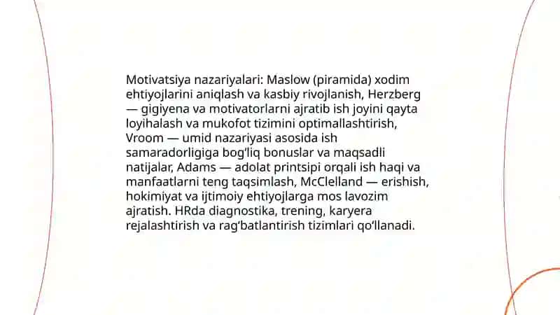Motivatsiya nazariyalari va HR tizimida ularning qo'llanilishi 3