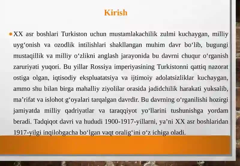 Turkistonning siyosiy holati XX asr boshlarida (1900-1917-yillar) 3