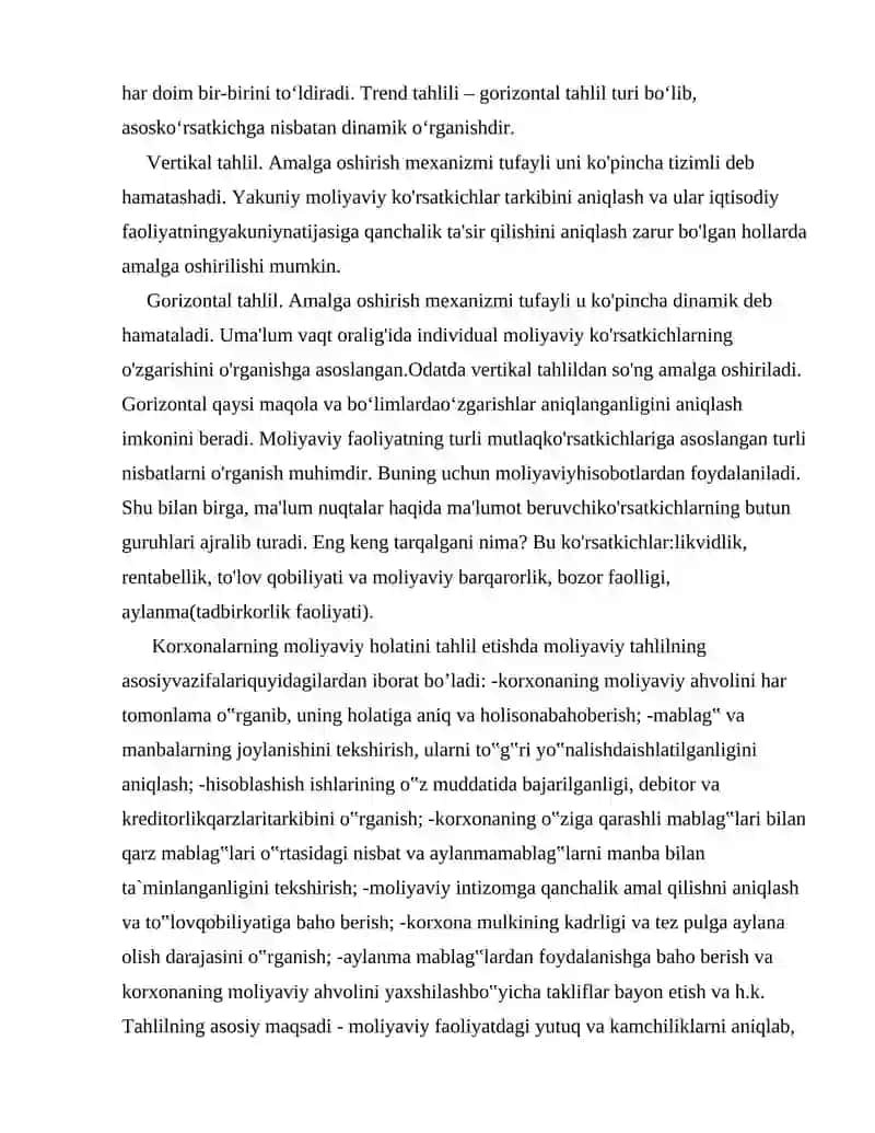 Korxonalarning moliyaviy holati va moliyaviy natijalarini ifodalavchi ko`rsatkichlari tahlili 3