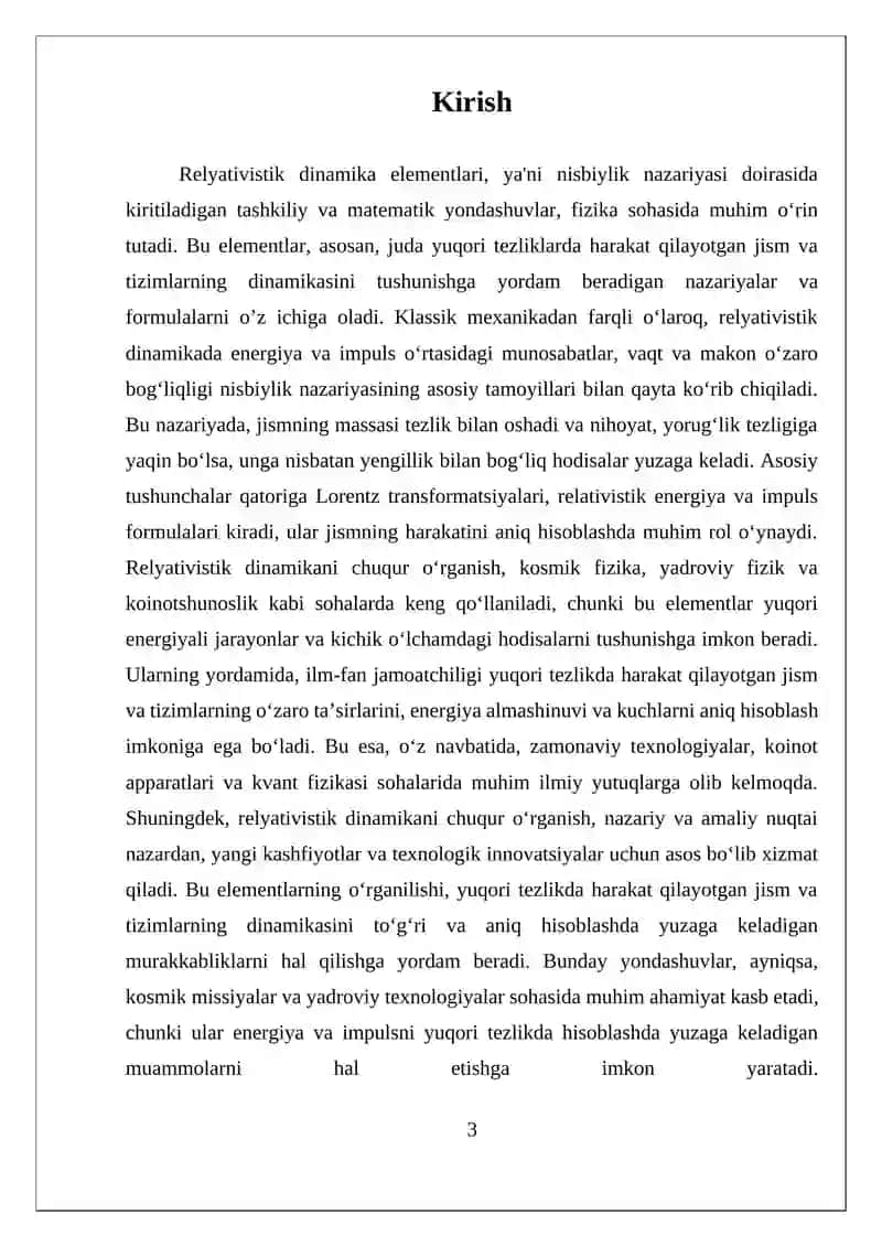 Relyativistik Dinamika Elementlari 3