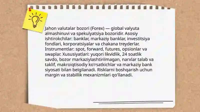 Jahon valutalar bozori (Forex) 3
