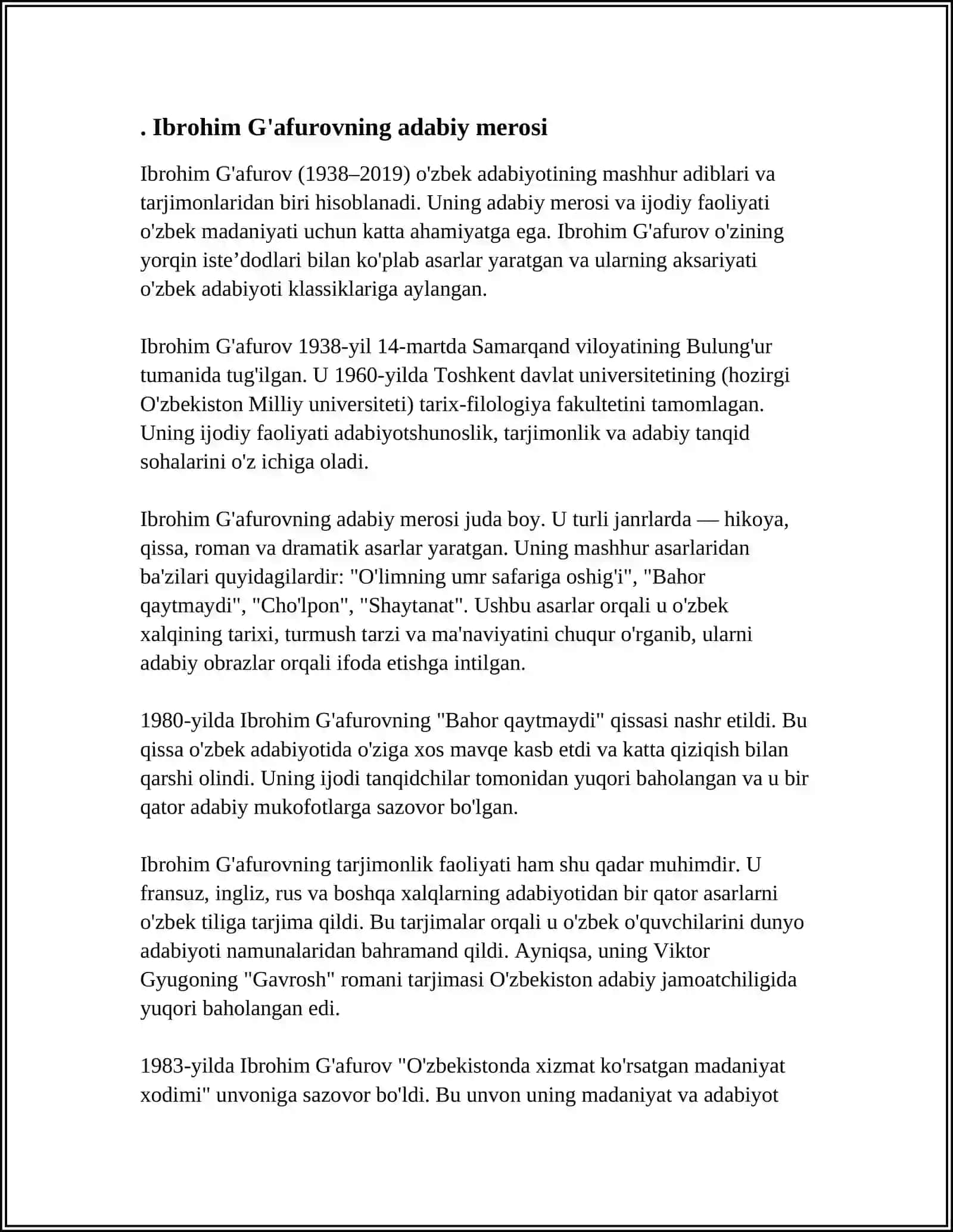 IBROHIM G'AFUROV ASARLARI BILAN TANISH FOYDALANILGAN ADABIYOTLAR BILAN 3