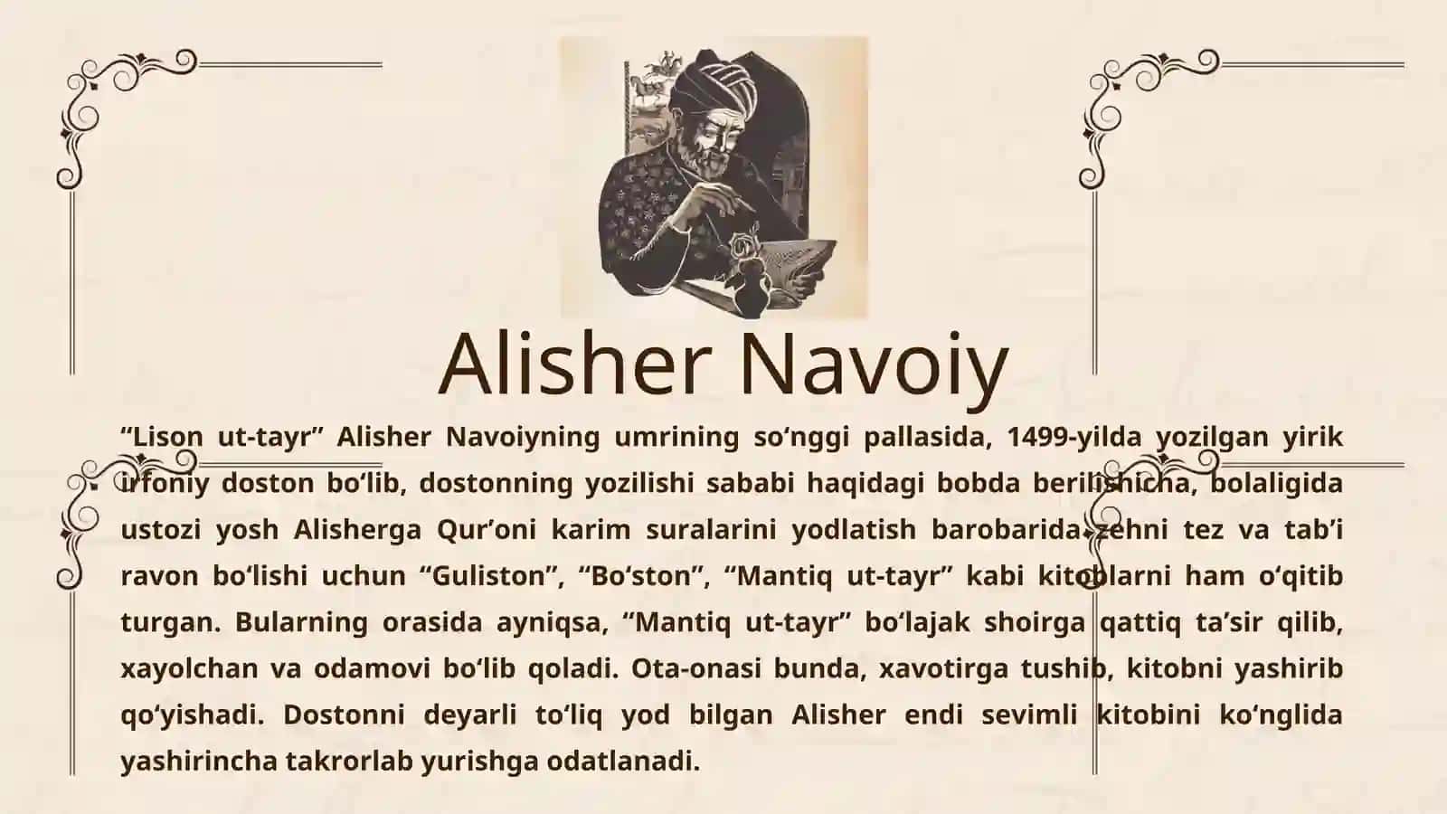 Lison ut-tayr dostonining boblar boʻyicha tasnifi 3