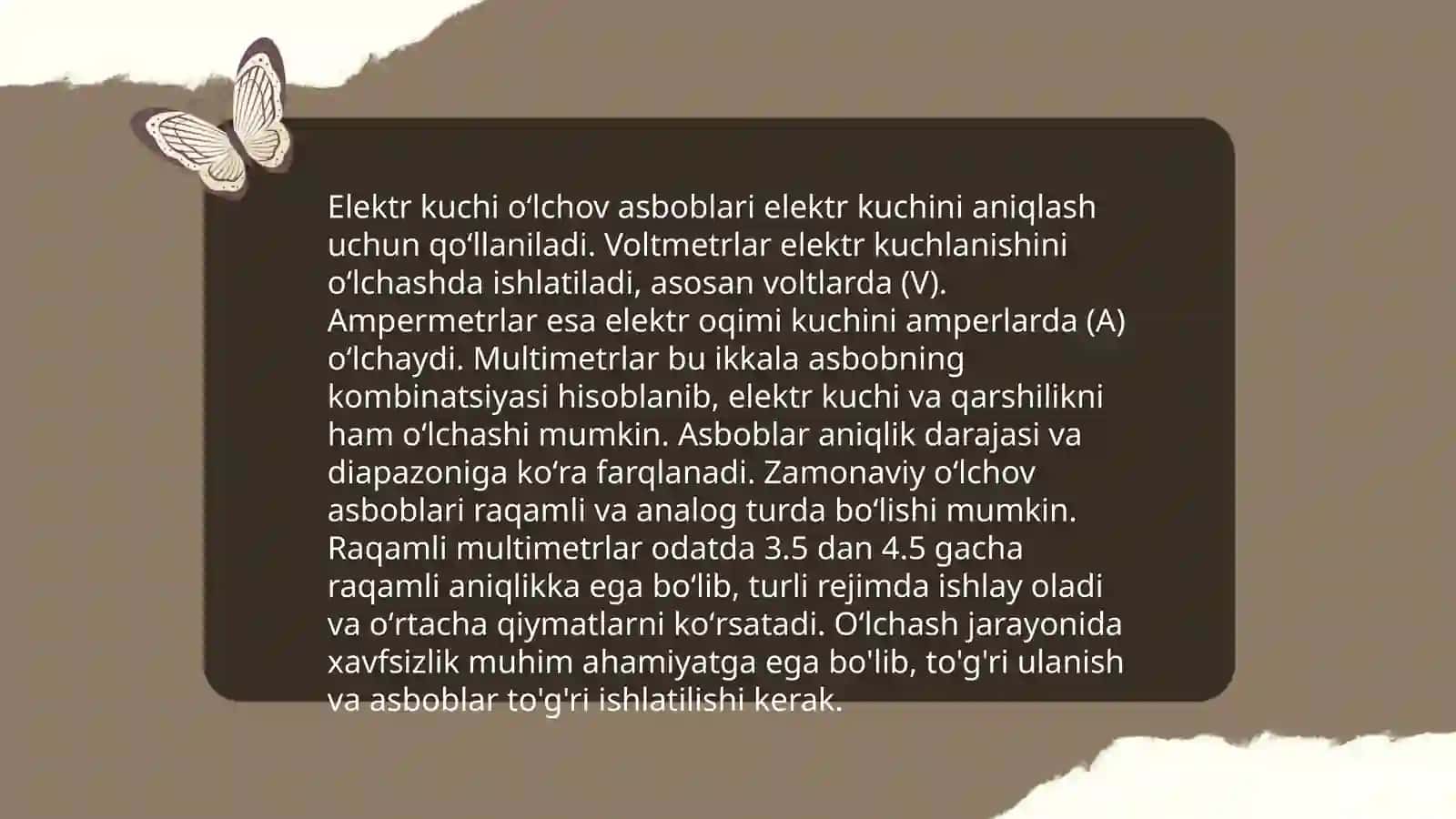 Elektr kuchlarini oʻlchash va uni oʻlchash 3