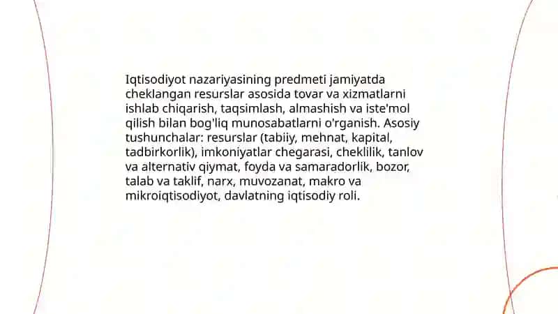 Iqtisodiyot nazariyasi fanining predmeti va o'rganish usullari 3