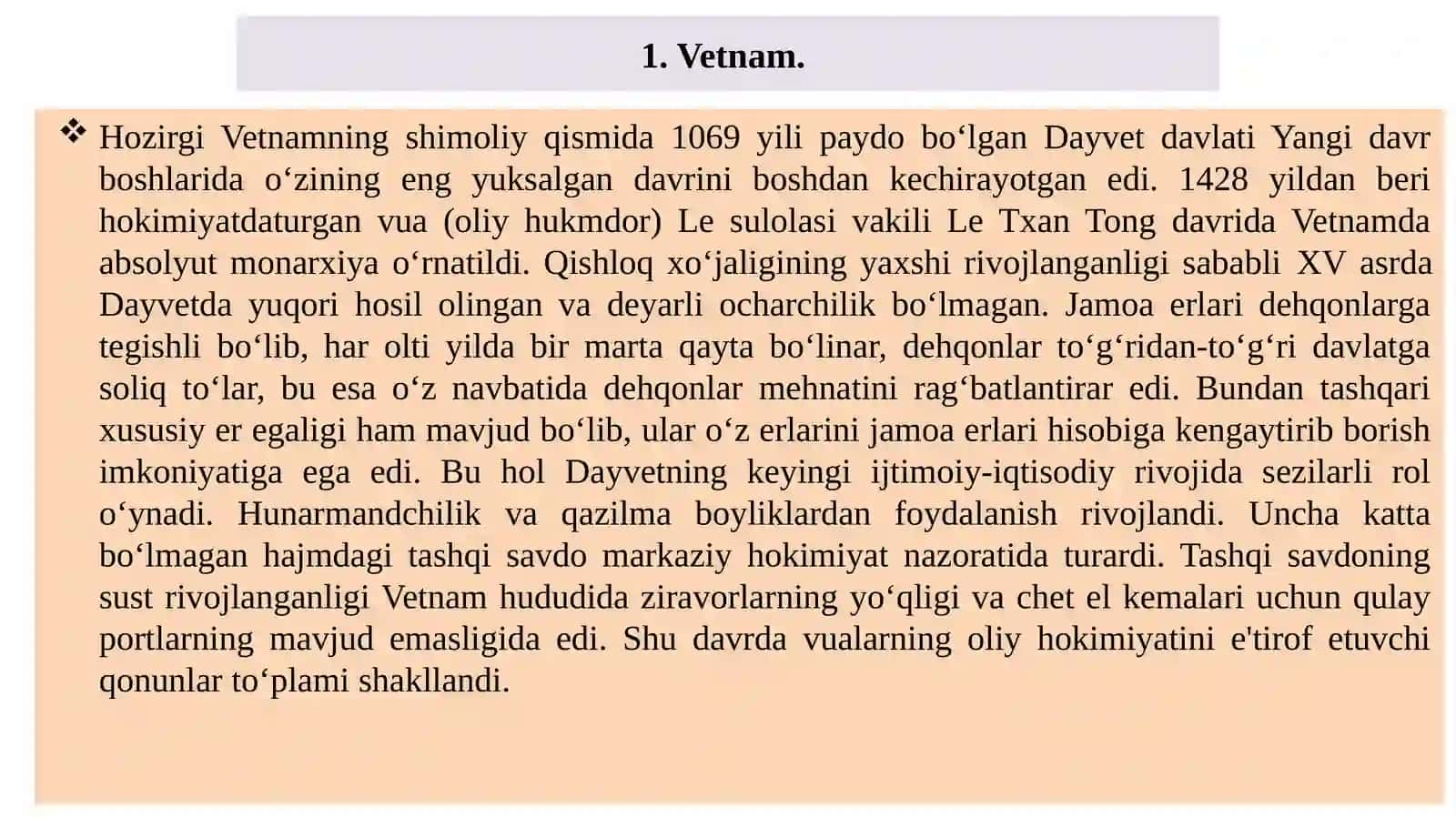 Janubi-Sharqiy Osiyo mamlakatlari yangi davrda tarixiy rivojlanishning asosiy voqealari va jarayonlari 3