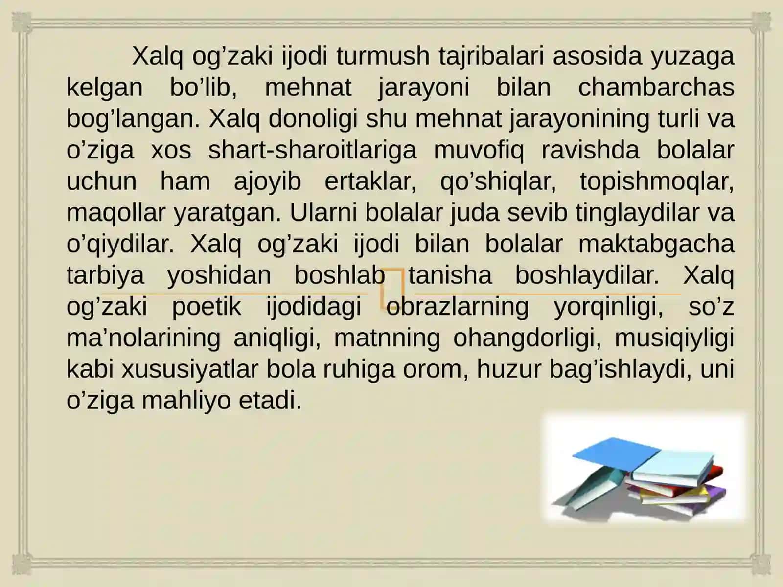 Xalq og‘zaki ijodiyotining (folklor) janr xususiyatlari 3