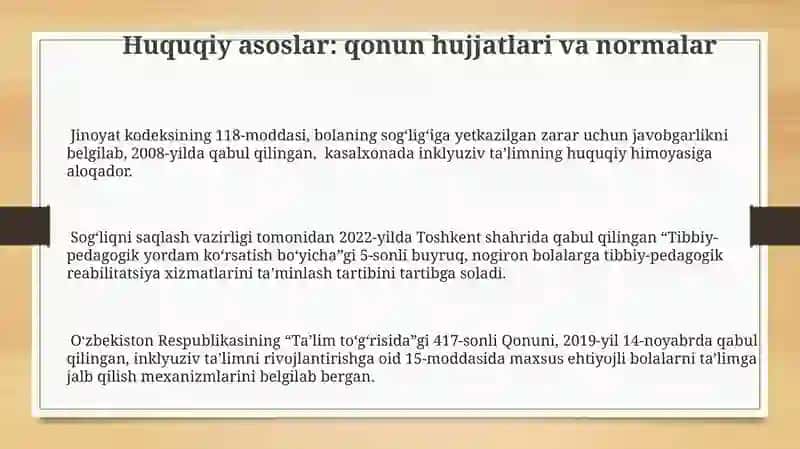 Inklyuziv ta'limni qo'llab-quvvatlashning huquqiy asoslari va amaliy tajribalari 3