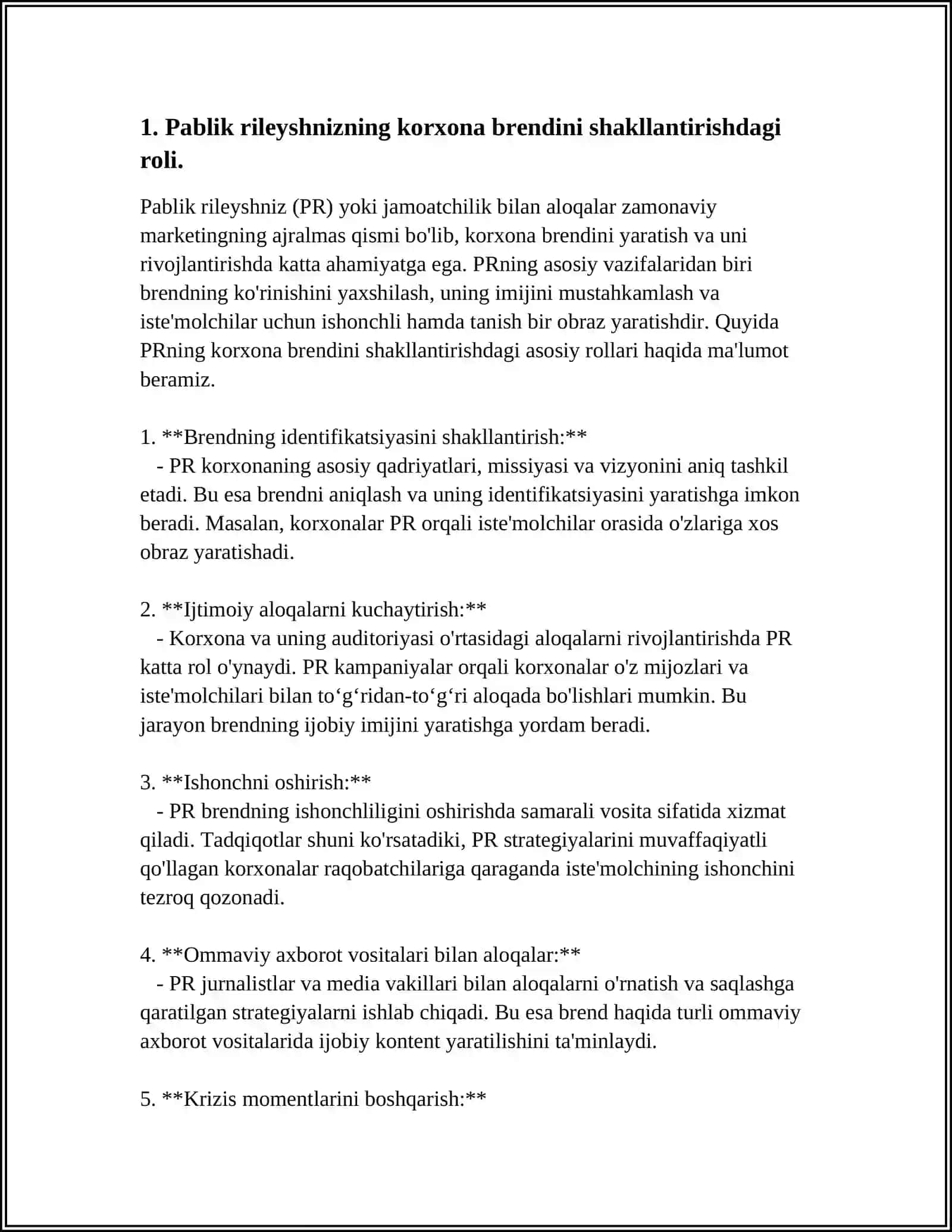 KORXONA FAOLIYATIDA PABLIK RELATIONS SAMARALI FOYDALANISH 3