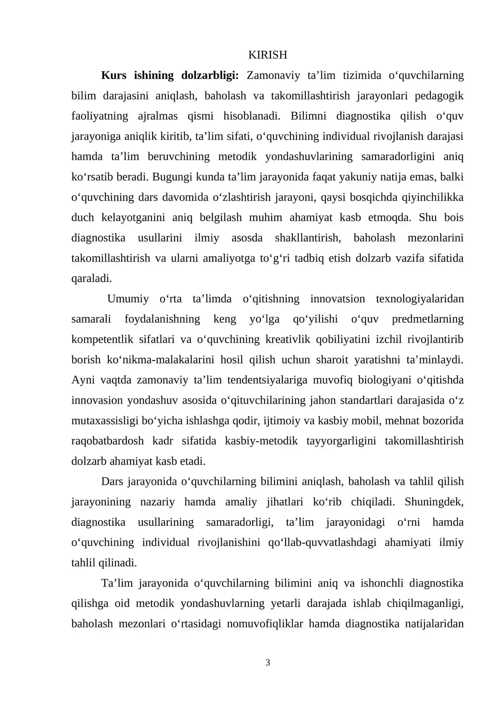BIOLOGIYA KAFEDRASI DARS JARAYONIDA O‘QUVCHILARNING BILIMINI DIAGNOSTIKA QILISH 3