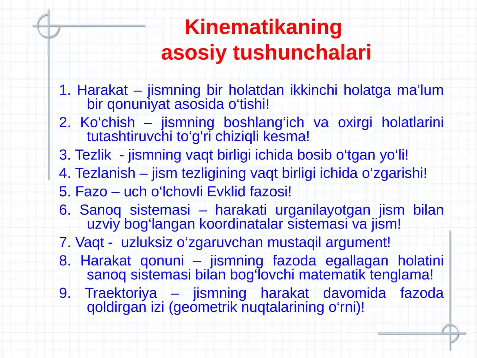 Kinematika.Nuqtaningtezlikvatezlanishvektorlari.Qattiqjismkinematikasi 3