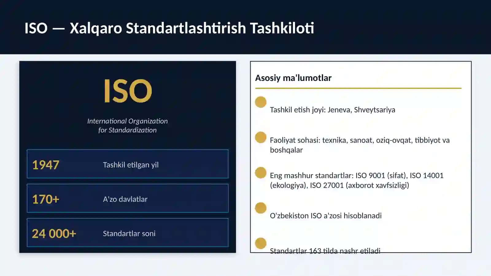 Standartlashtirish Bo'yicha Xalqaro Tashkilotlar 3