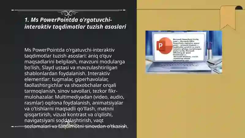 Ms Power Pointda orgatuvchi- interaktiv taqdimotlar yaratish 3