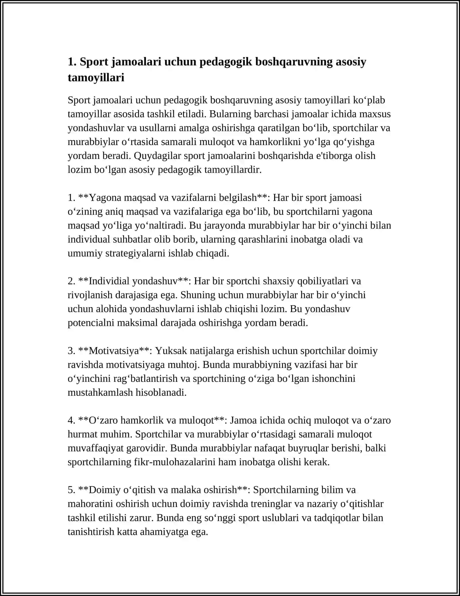 SPORT JAMOASINI PEDAGOGIK BOSHQARISH USLUBLARI. JISMONIY TARBIYANING UMUMIY METODLARI KONSEPSIYASI 3