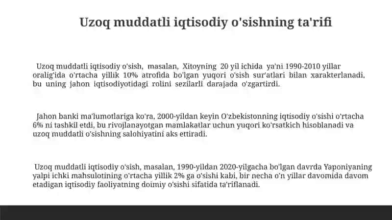 Uzoq muddatli iqtisodiy o'sish 3