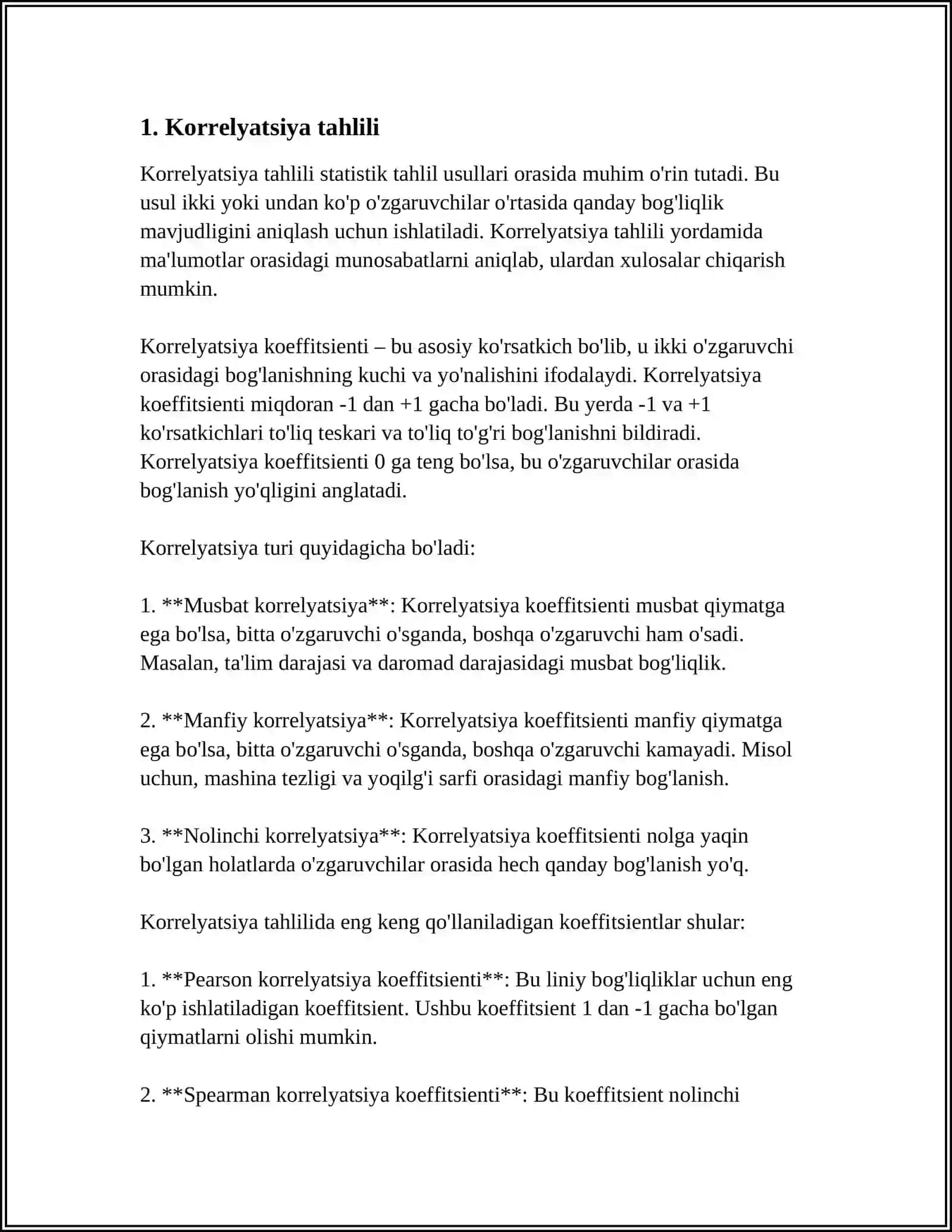MIQDORIY MA'LUMOTLARNI MATEMATIK - STATISTIK TAHLIL QILISH METODI 3