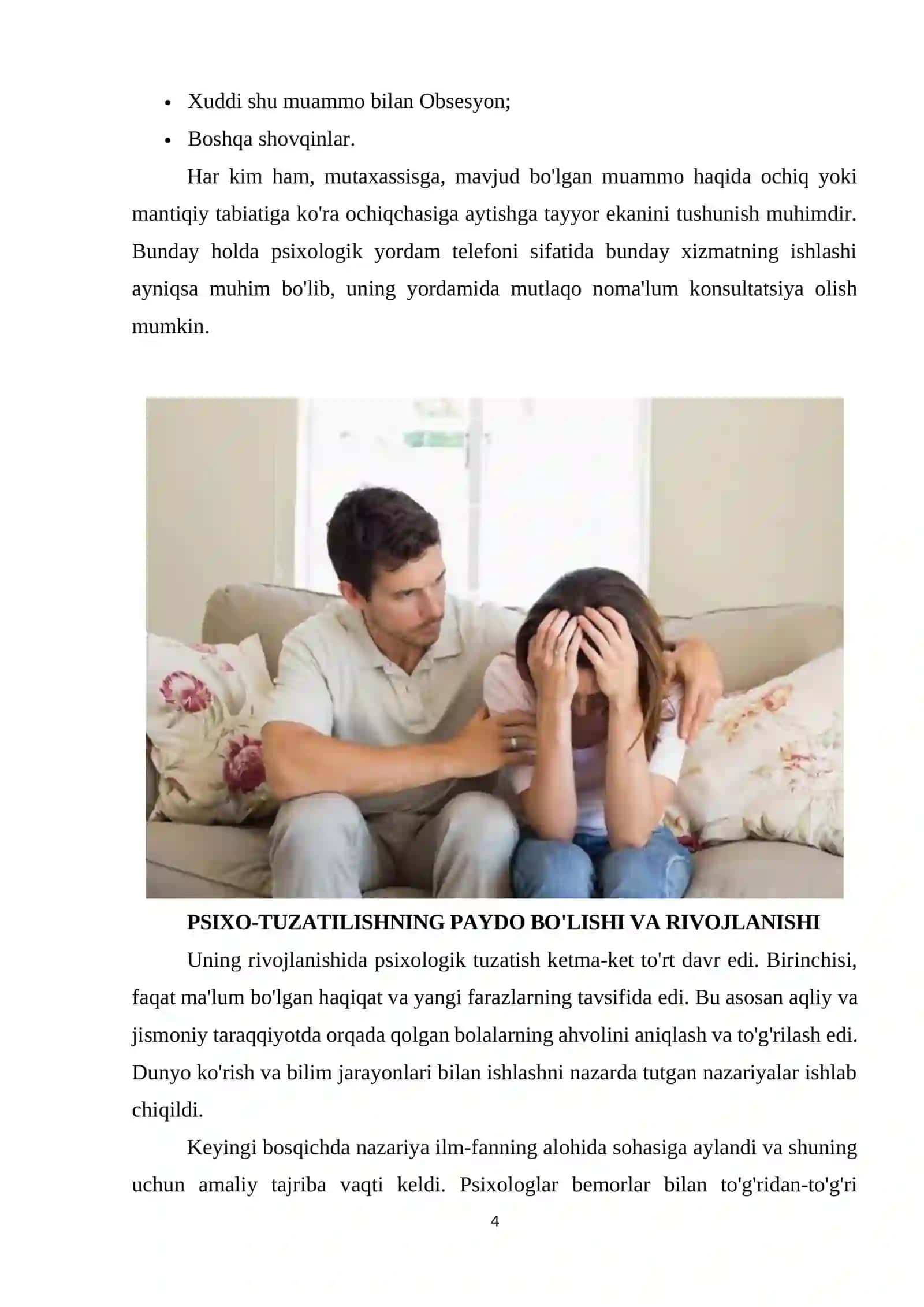 Psixologik yordam vaqtida asosiy konsepsiya va ulardan foydalanish 3
