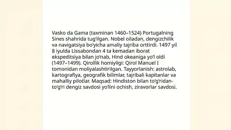 Vasko da Gamaning geografik sayohati 3