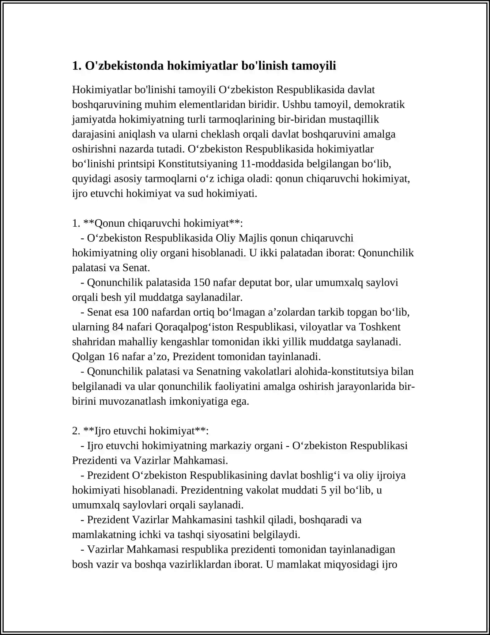 O'ZBEKISTONDAЯ HOKIMIYATLARNING BO'LINISH TAMOYILI VA KONSEPTUAL ASOSLARI 3