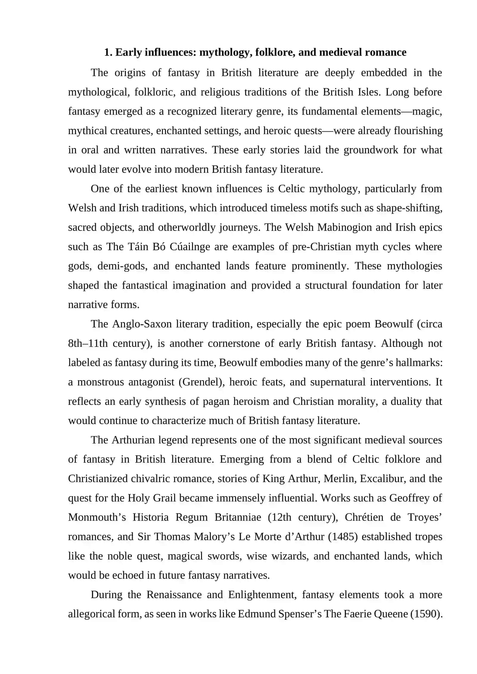 THE GENRE OF FANTASY IN BRITISH LITERATURE 3