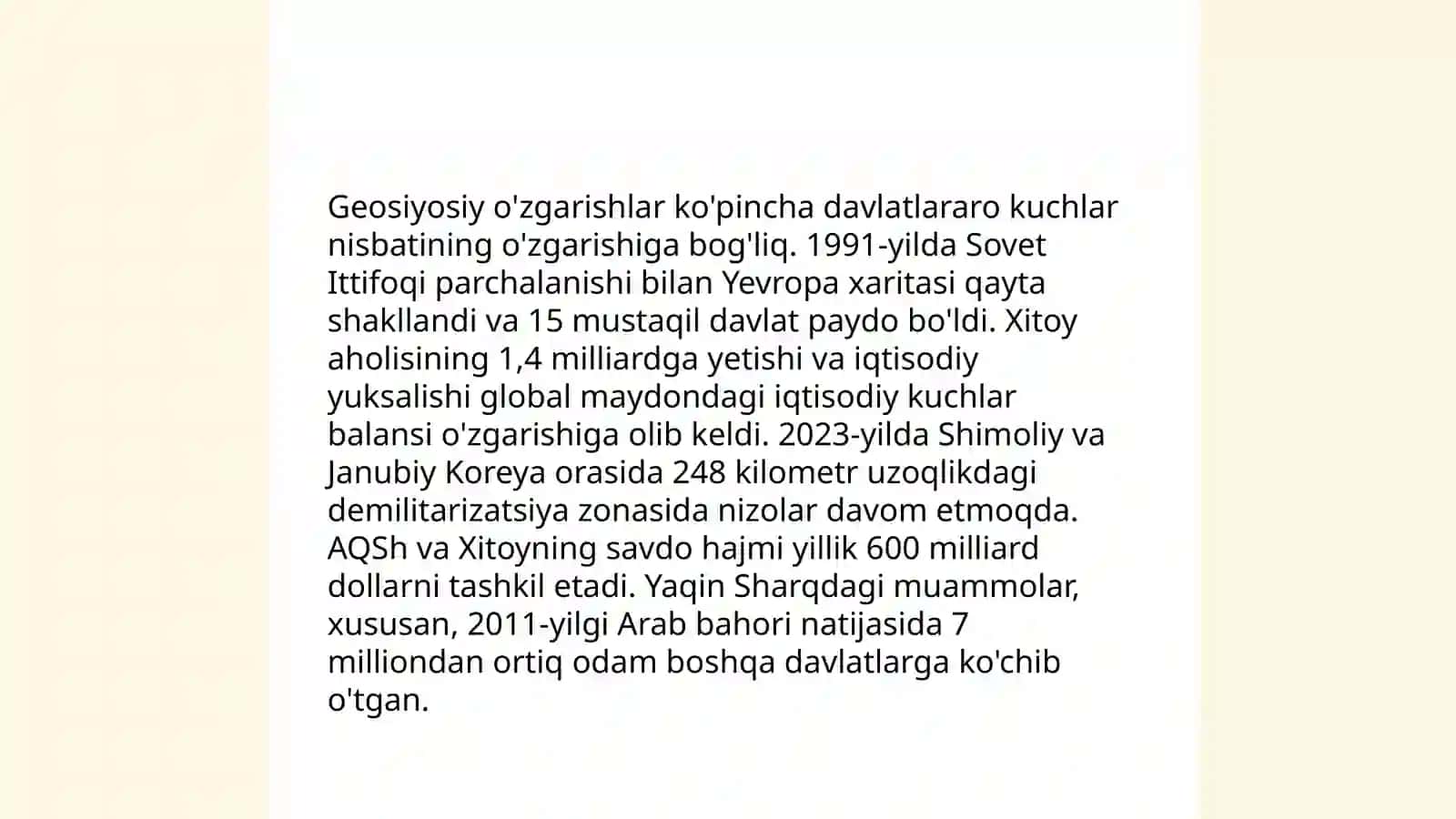 XX asr jahon tizimidagi global tendensiyalar 3