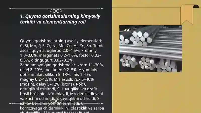 Quyma qotishmalarning asosiy texnologik xossalari 3