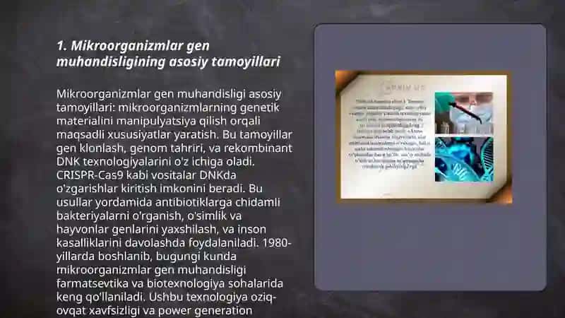 Mikroorganizmlarni gen muhandisligida qo'llanilishi va ushbu yo'nalishda erishilgan yutuqlari 3