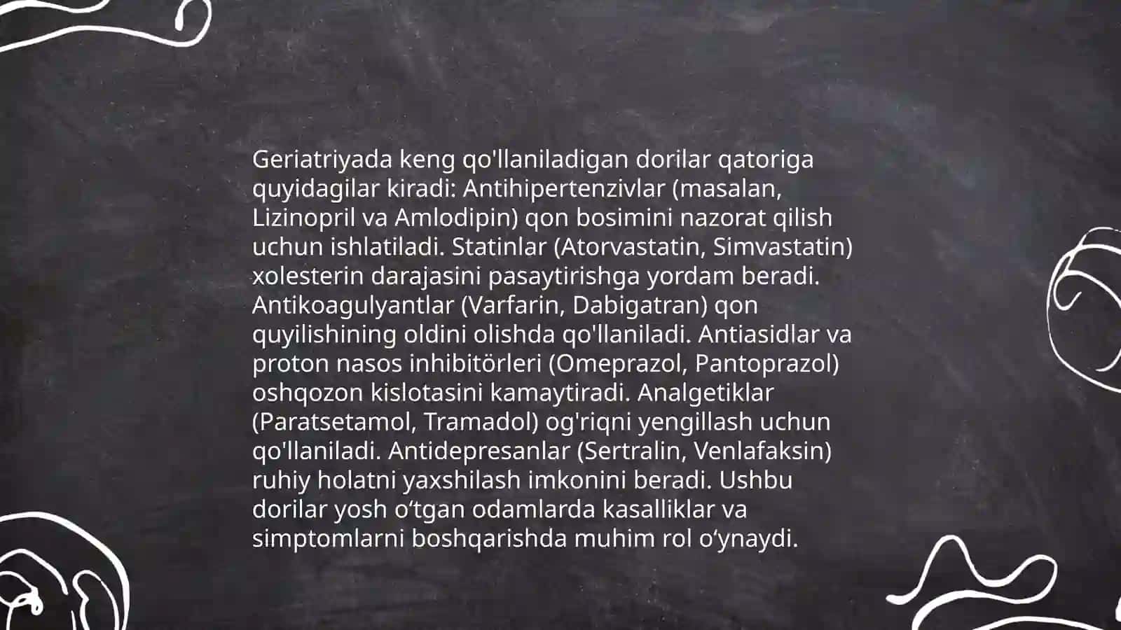Geriatriya amaliyotida qoʻllaniladigan dorilar haqida umumiy maʼlumlar 3