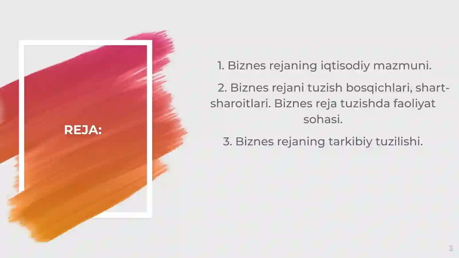 Moliyaviy rejalashtirish: biznes-reja va uning tuzilishi 3