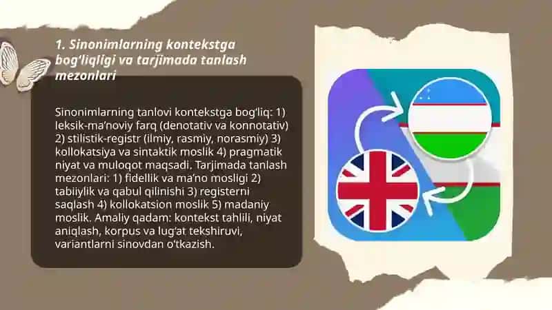 Sinonimlarning kontekstga bog‘liqligi va tarjimada tanlash mezonlari 3