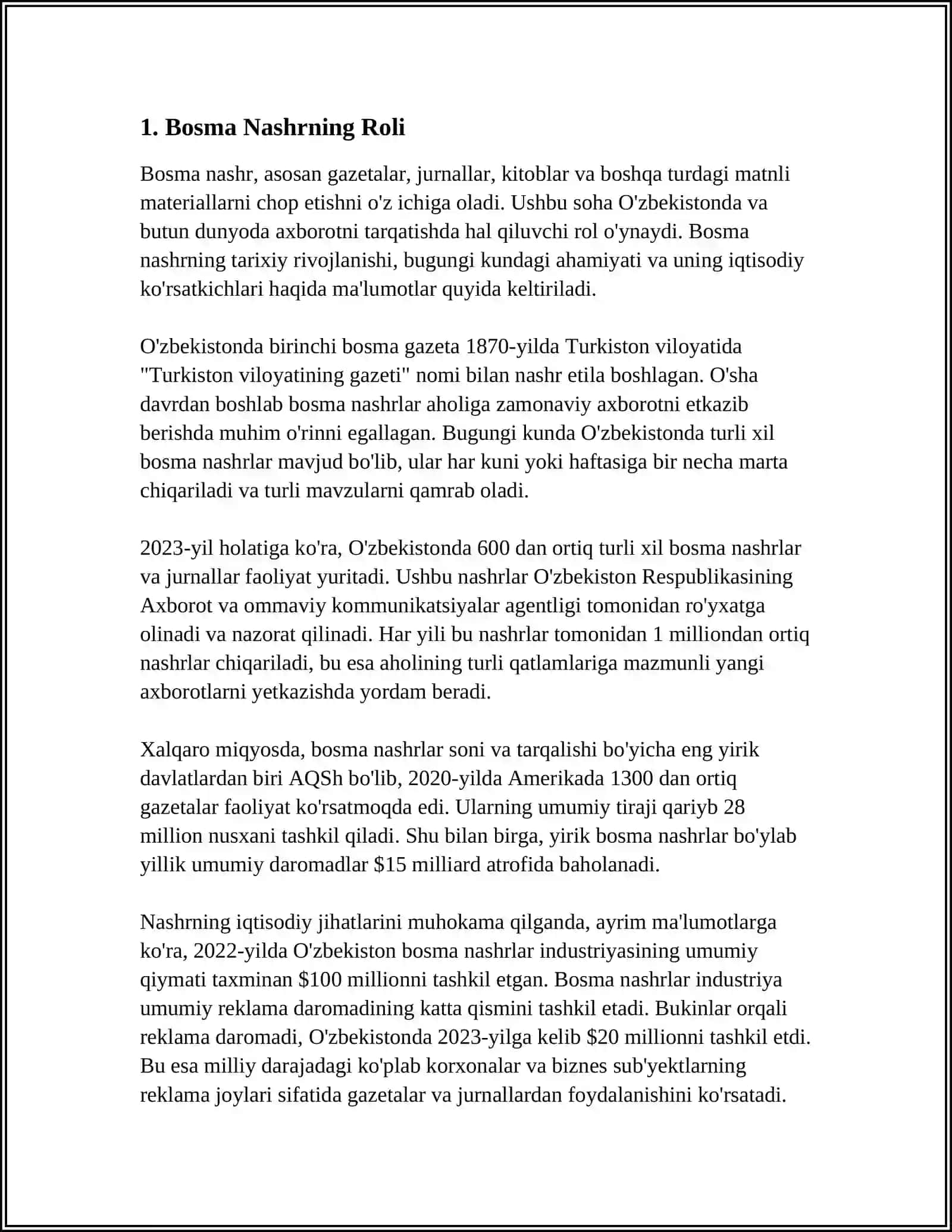BOSMA NASHR: “THE TIMES”, “NEW TIMES”, “BLOOMBERG”, “SABAH”LAR (MATN VA MAZMUN-MAQSADI)NI TAXLIL QILING 3