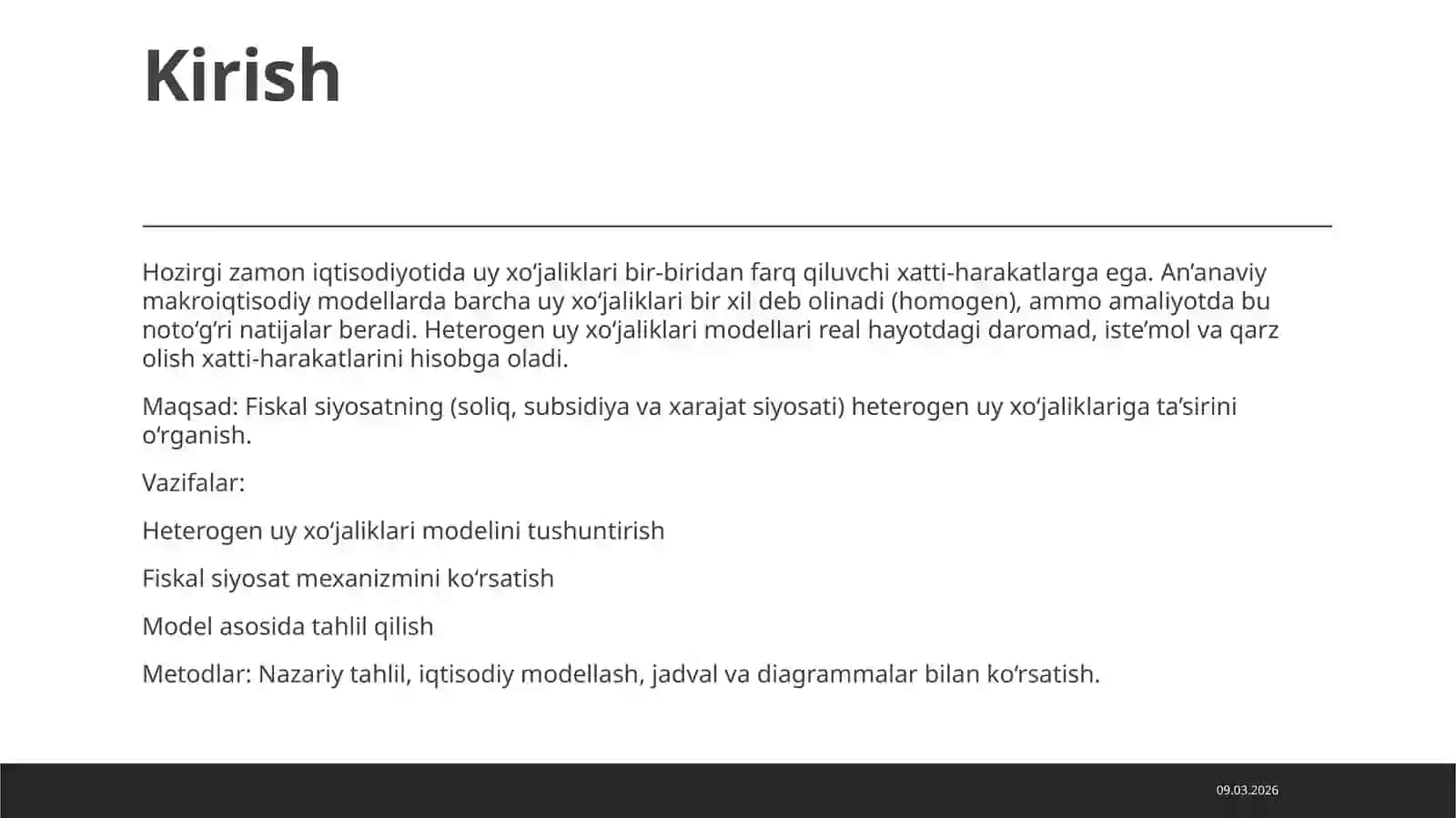 Heterogen uy xo‘jaliklari modellari va fiskal siyosat effekti 3