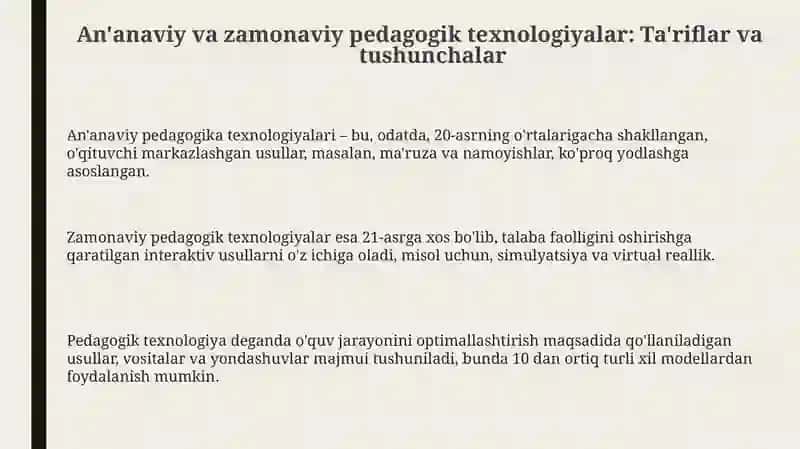 An'anaviy va zamonaviy pedagogik texnologiyalar 3