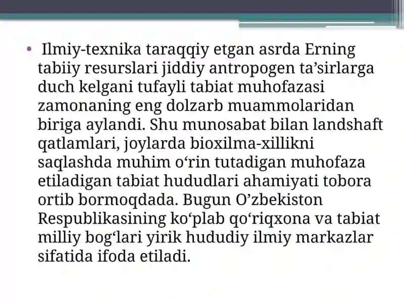 O’zbekiston qo’riqxonalarning geografik joylashuvi va ahamiyati 3
