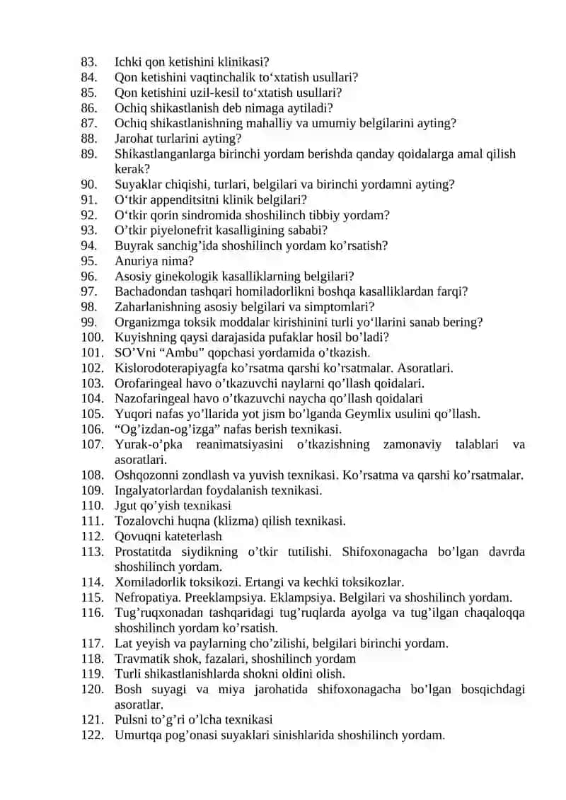 DAVOLASH ISHI MUTAXASSISILIGI BO'YICHA 3