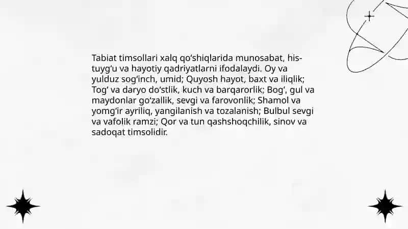 Tabiat timsollari xalq qo`shiqlarida 3