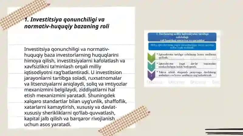 Investitsiya faoliyatini tartibga solishning ahamiyati 3