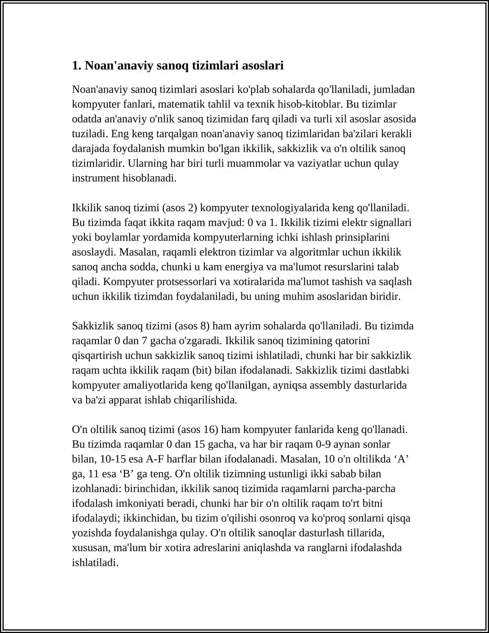 MUSTAQIL ISH Mavzu: NOINERSIAL SANOQ TIZIMLARI 3
