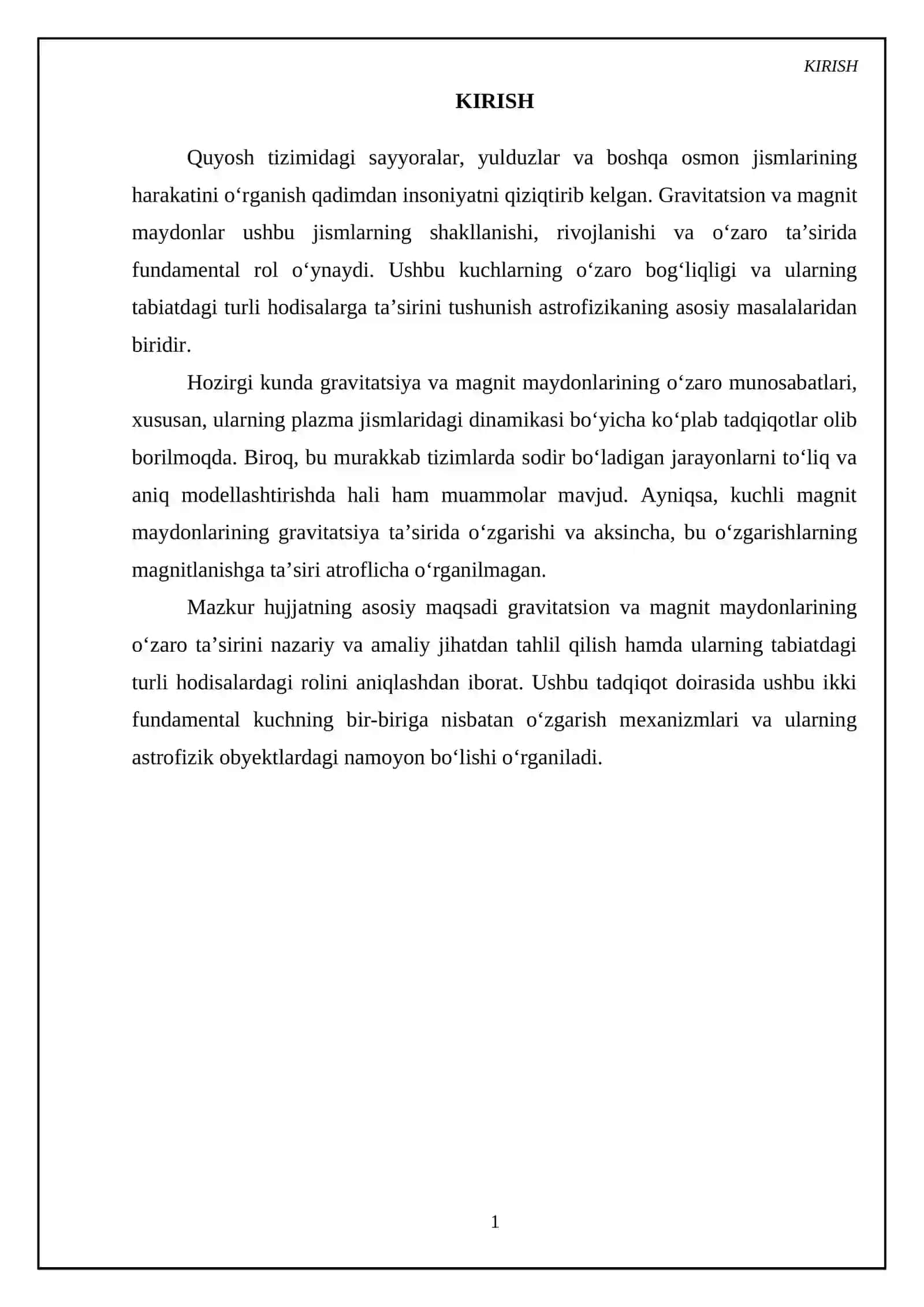 Gravitatsion to'lqinlar va magnit maydonlarining o'zaro ta'siri nazariyasi 3