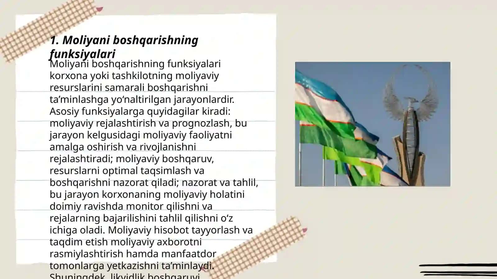 Moliyani boshqarishning mohiyati,zarurligi va ahamiyati 3