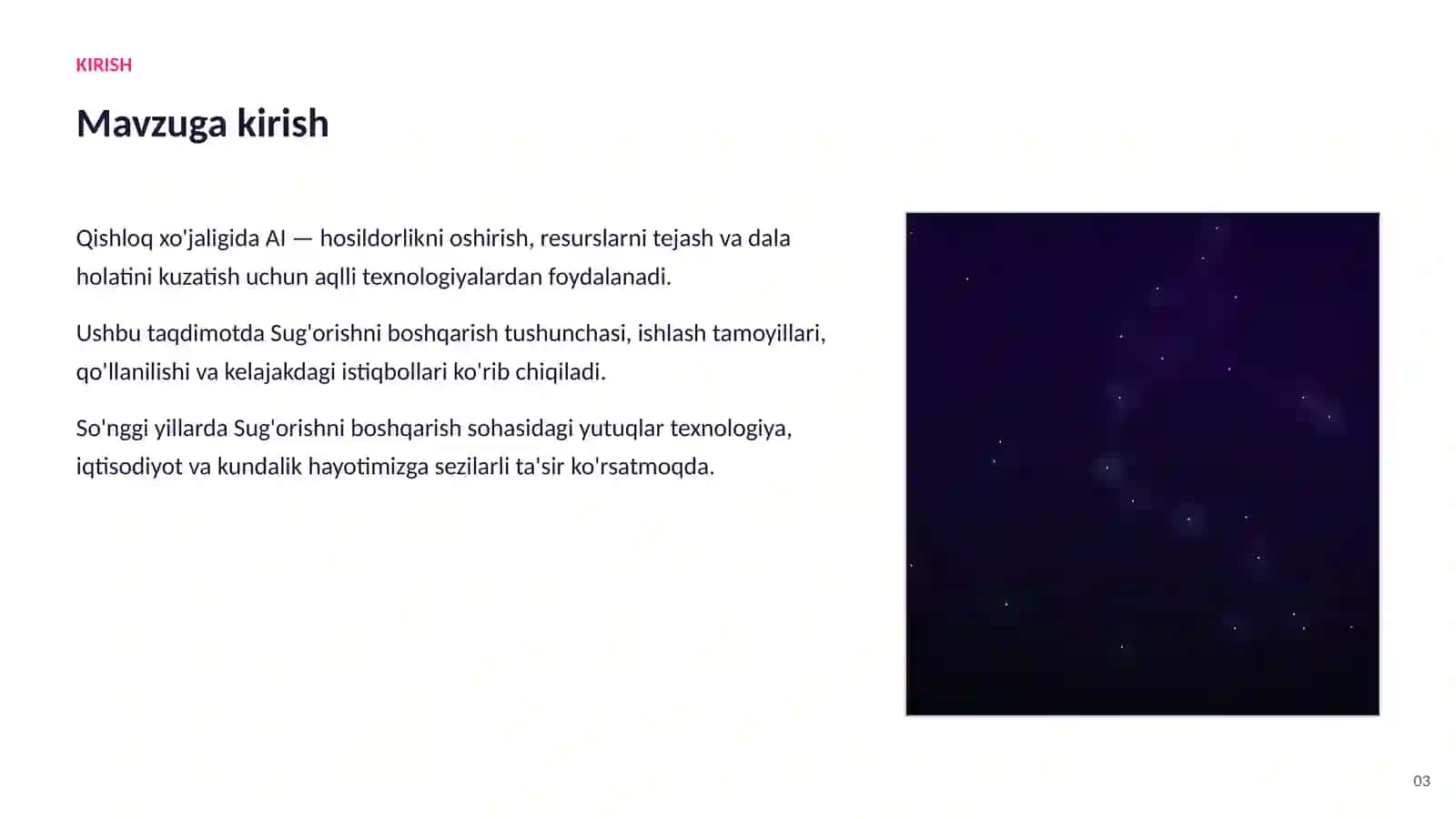 SUN'IY INTELLEKT • AI QISHLOQ XO'JALIGIDA 3