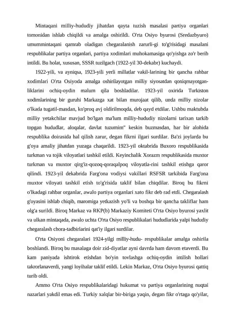 MILLIY-HUDUDIY CHEGARALASH VA O'ZBEKISTON SSRNING TUZILISHI 3