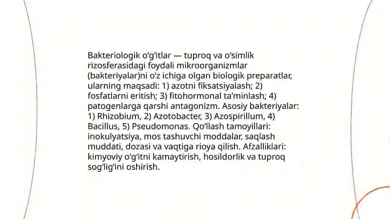 Bakteriologik oʻgʻitlar va ularning qoʻllanilishi 3